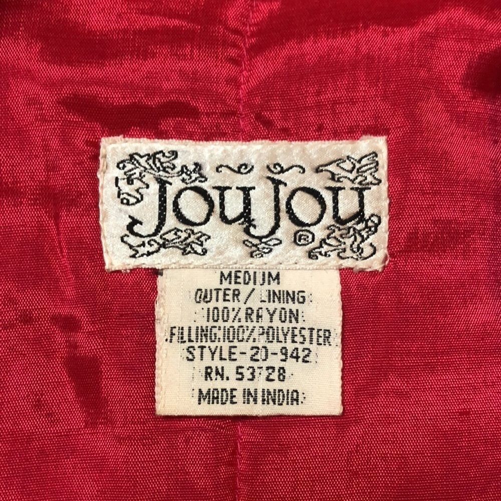 RARE 1980’s JouJou Bomber | Bright Red Rayon with Embroidery | Size M - Picture 4 of 16
